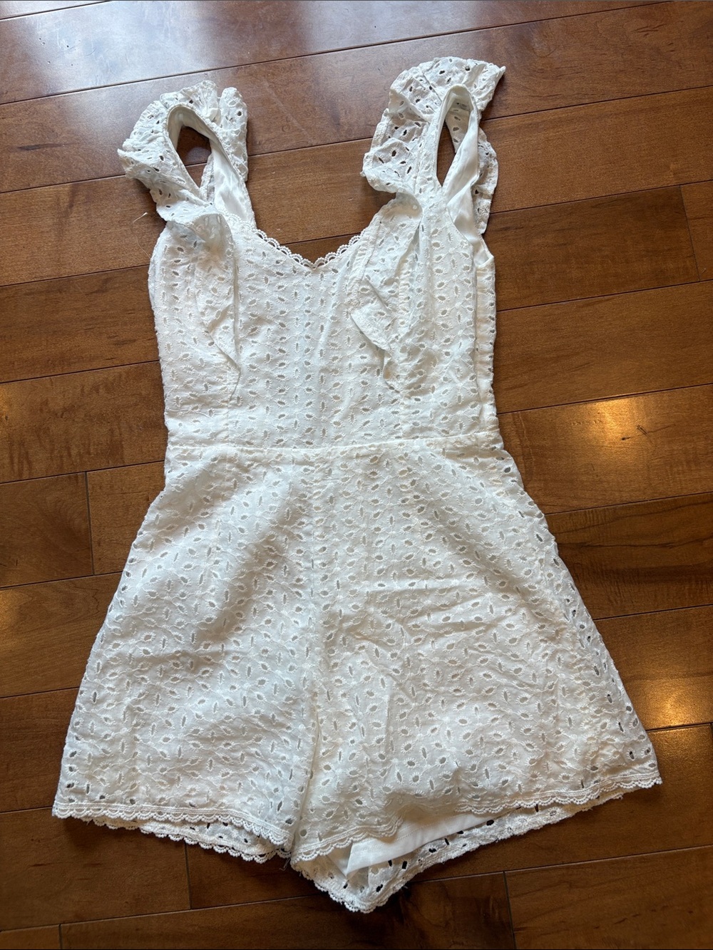 White Eyelet Lace Romper Junior Girls